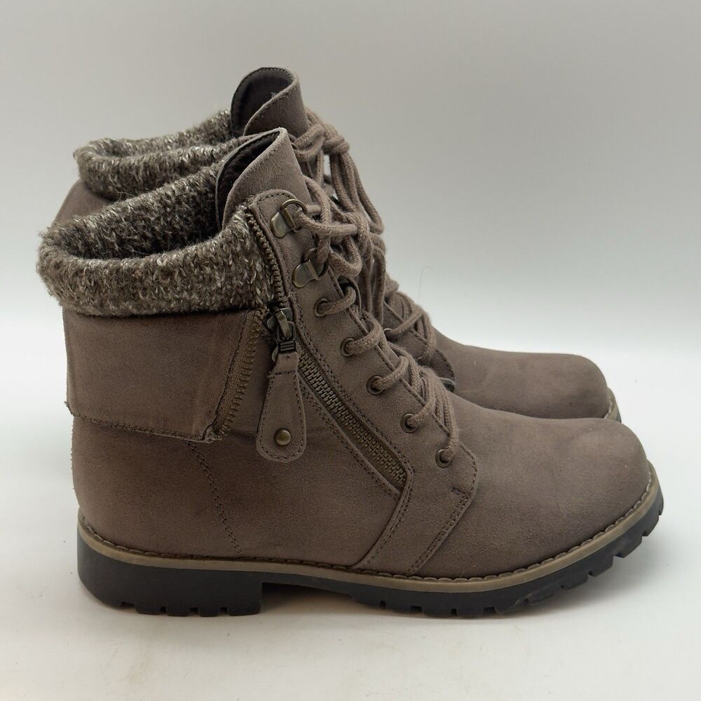 Cliffs by White Mountain Pembroke Ankle Boots Women's 8M Taupe Sweater Cuff